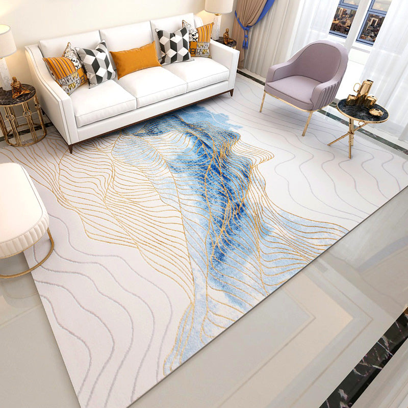 Multi Colored Simple Rug Polyster Abstract Pattern Indoor Rug Non-Slip Backing Stain-Resistant Carpet for Parlor Light Blue-White Clearhalo 'Area Rug' 'Modern' 'Rugs' Rug' 2463797