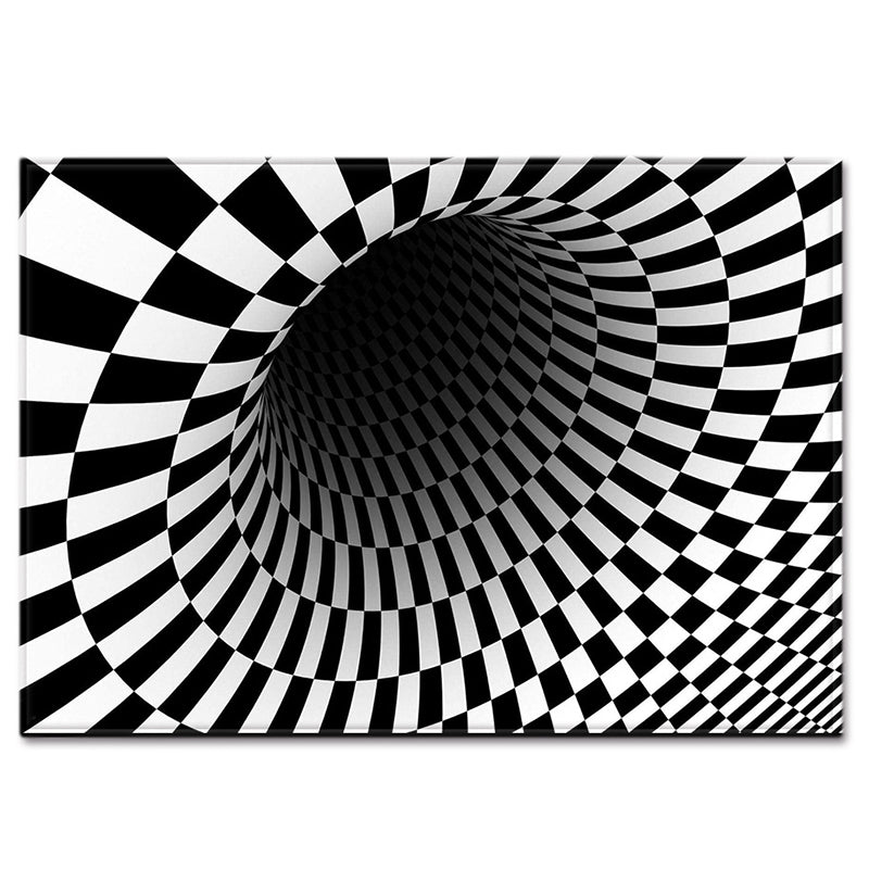 Novelty 3D Geo Printed Rug Multi Color Polyster Area Carpet Non-Slip Backing Pet Friendly Washable Area Rug for Decor Black-White Clearhalo 'Area Rug' 'Rug' 2463832