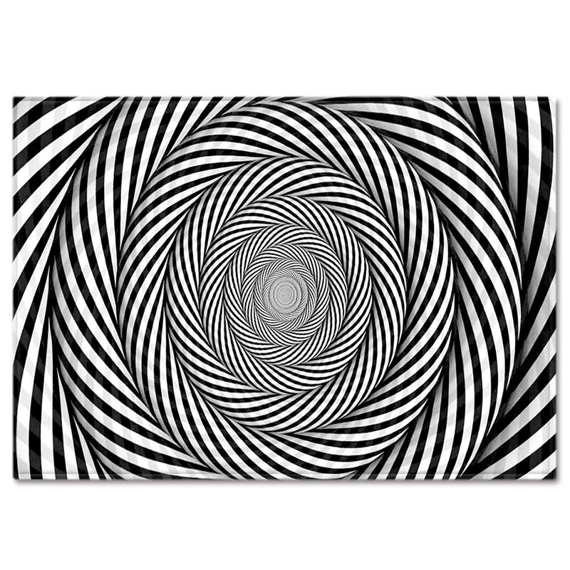 Novelty 3D Geo Printed Rug Multi Color Polyster Area Carpet Non-Slip Backing Pet Friendly Washable Area Rug for Decor White-Black Clearhalo 'Area Rug' 'Rug' 2463835
