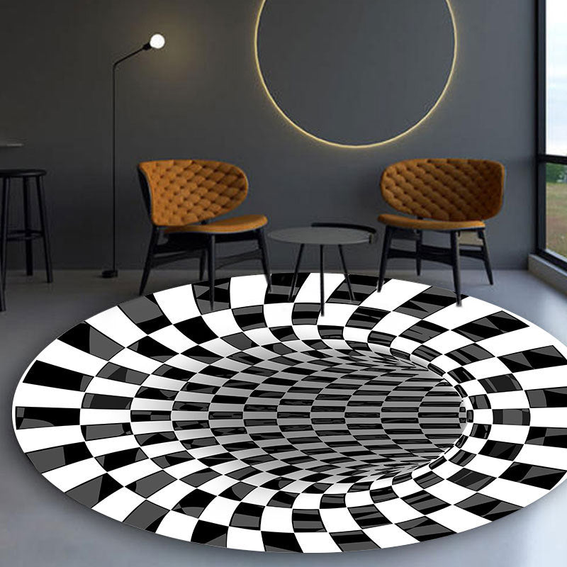 Multicolored Scandinavian Rug Polypropylene 3D Print Area Carpet Anti-Slip Backing Machine Washable Indoor Rug for Bedroom White-Gray Clearhalo 'Area Rug' 'Rug' 2463843