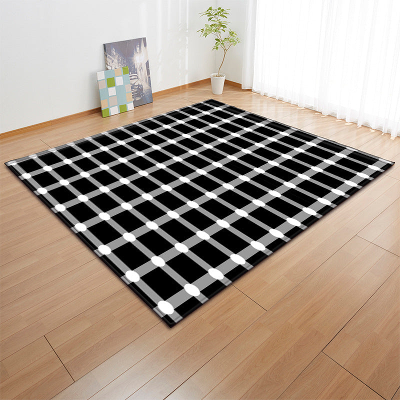 Casual 3D Printed Rug Multi Color Synthetics Area Carpet Non-Slip Backing Stain-Resistant Indoor Rug for Decoration Black-White Clearhalo 'Area Rug' 'Rug' 2463847