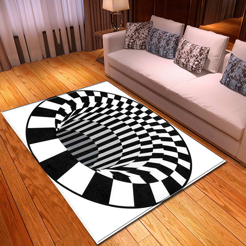 Casual 3D Printed Rug Multi Color Synthetics Area Carpet Non-Slip Backing Stain-Resistant Indoor Rug for Decoration White-Black Clearhalo 'Area Rug' 'Rug' 2463851