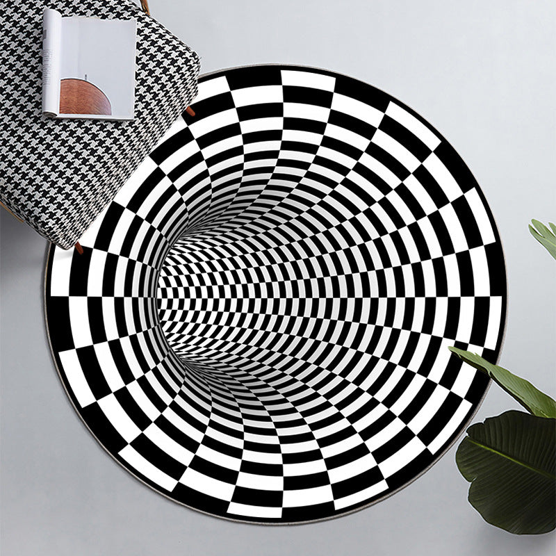 Simple 3D Geo Print Rug Multicolored Polyster Area Carpet Anti-Slip Backing Machine Washable Indoor Rug for Room White & Black Clearhalo 'Area Rug' 'Rug' 2463867