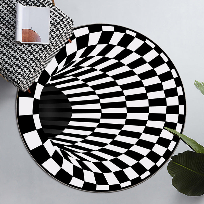 Simple 3D Geo Print Rug Multicolored Polyster Area Carpet Anti-Slip Backing Machine Washable Indoor Rug for Room Black Clearhalo 'Area Rug' 'Rug' 2463869