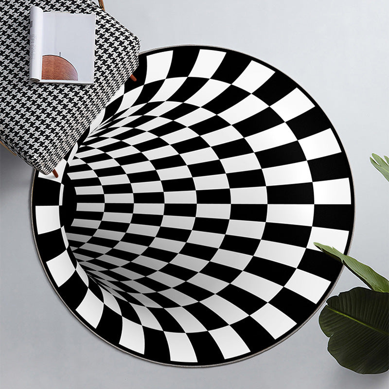 Simple 3D Geo Print Rug Multicolored Polyster Area Carpet Anti-Slip Backing Machine Washable Indoor Rug for Room Gloss Black Clearhalo 'Area Rug' 'Rug' 2463870