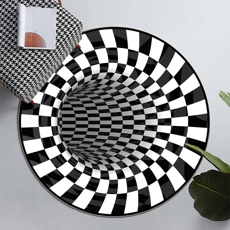 Simple 3D Geo Print Rug Multicolored Polyster Area Carpet Anti-Slip Backing Machine Washable Indoor Rug for Room White-Black Clearhalo 'Area Rug' 'Rug' 2463875