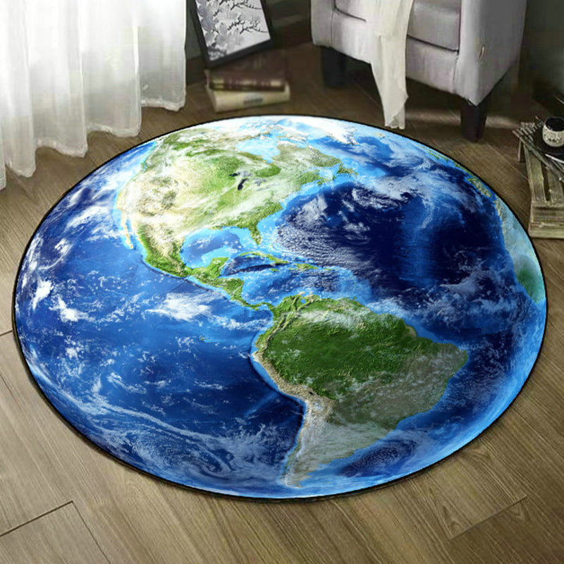 Scandinavian 3D Earth Pattern Rug Multi Color Polyster Area Carpet Anti-Slip Backing Pet Friendly Easy Care Indoor Rug for Room Lake Blue Clearhalo 'Area Rug' 'Rug' 2463881