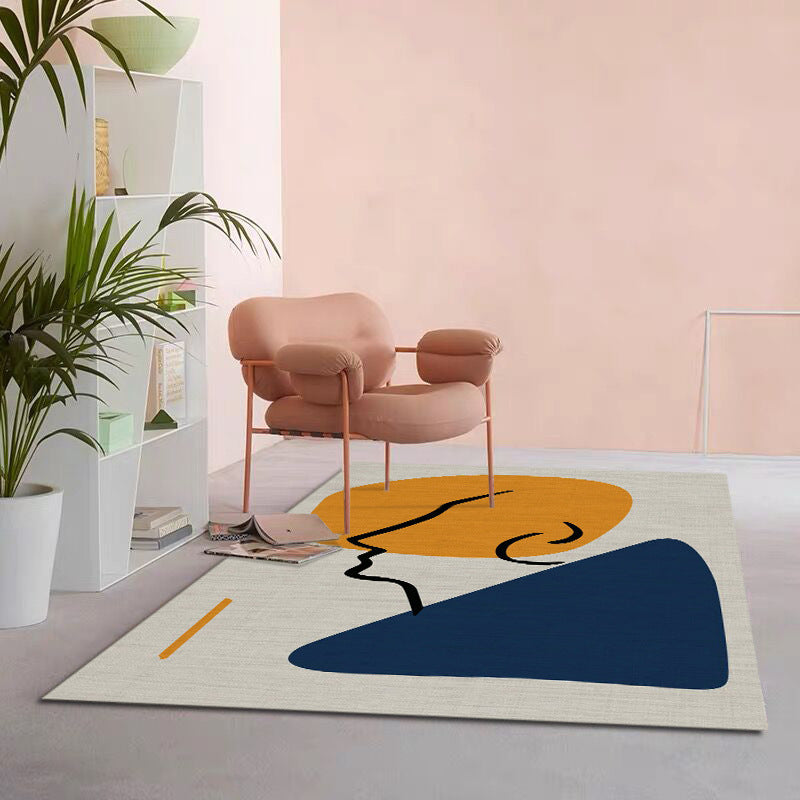 Multi Colored Western Rug Polyster Hand Printed Area Carpet Non-Slip Backing Easy Care Washable Indoor Rug for Parlor Royal Blue-Yellow Clearhalo 'Area Rug' 'Rug' 2463938