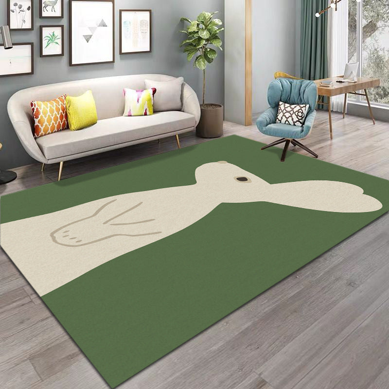 Multi Colored Western Rug Polyster Hand Printed Area Carpet Non-Slip Backing Easy Care Washable Indoor Rug for Parlor Green Clearhalo 'Area Rug' 'Rug' 2463941
