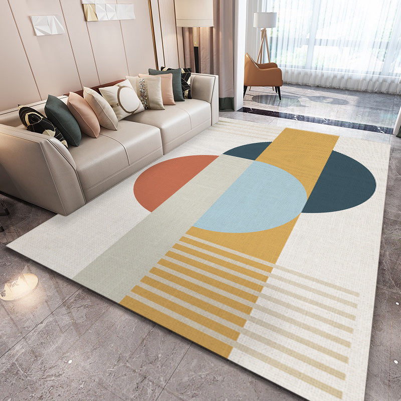 Multi Colored Western Rug Polyster Hand Printed Area Carpet Non-Slip Backing Easy Care Washable Indoor Rug for Parlor Yellow Clearhalo 'Area Rug' 'Rug' 2463944
