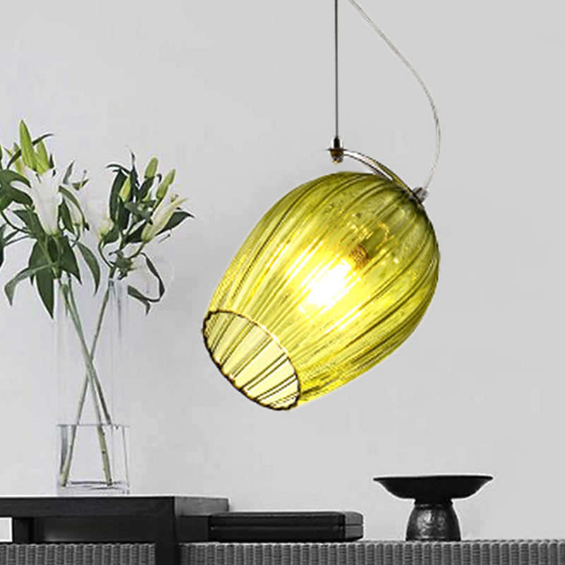 Tulip Pendant Lighting Modernist Clear/Amber/Smoke Prismatic Glass 1 Light Bedroom Hanging Lamp Fixture Green Clearhalo 'Ceiling Lights' 'Glass shade' 'Glass' 'Modern Pendants' 'Modern' 'Pendant Lights' 'Pendants' Lighting' 246395