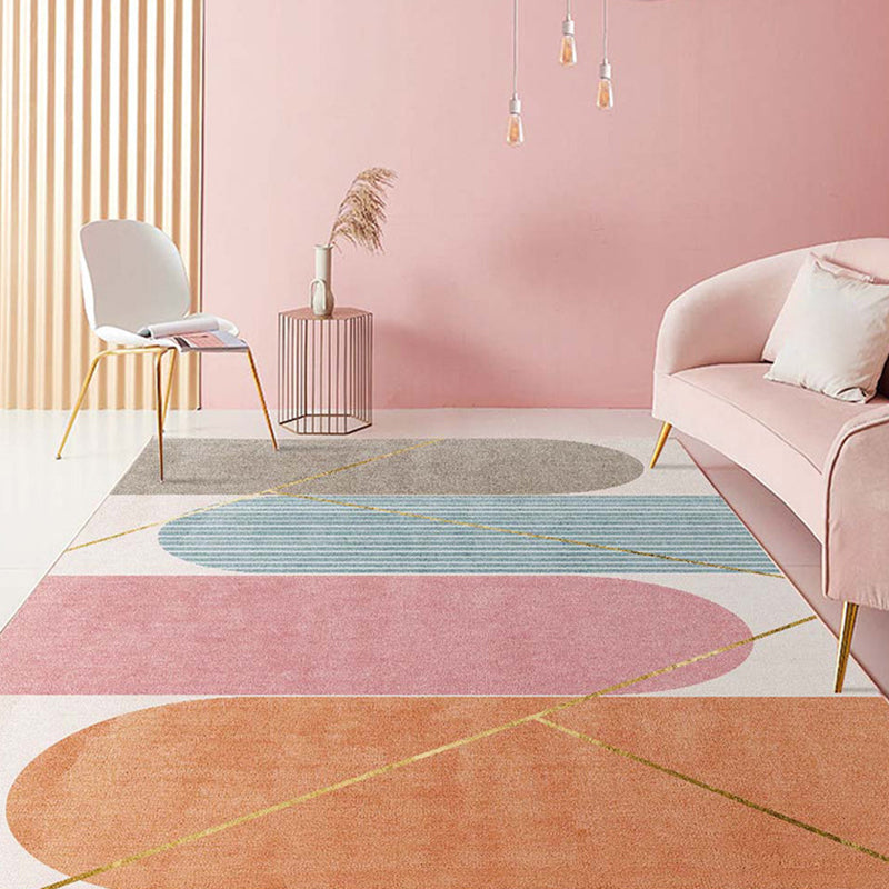 Comfort Hand Printed Rug Multi Colored Synthetics Area Carpet Non-Slip Backing Pet Friendly Indoor Rug for Living Room Orange Clearhalo 'Area Rug' 'Rug' 2463966