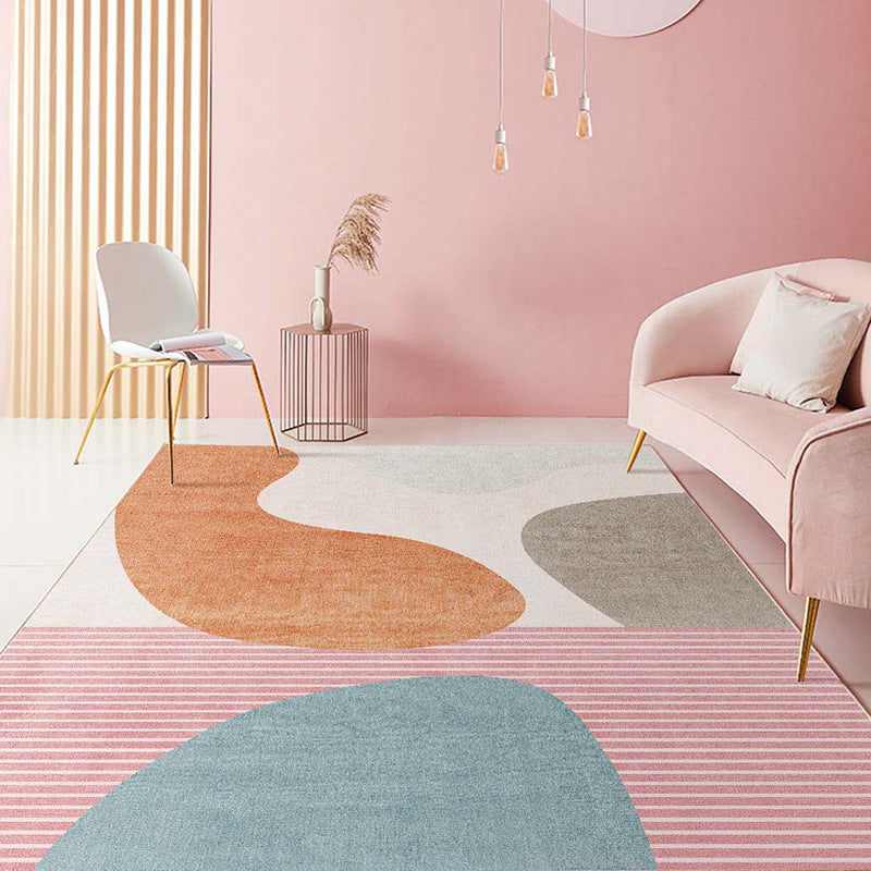 Comfort Hand Printed Rug Multi Colored Synthetics Area Carpet Non-Slip Backing Pet Friendly Indoor Rug for Living Room Orange Clearhalo 'Area Rug' 'Rug' 2463969