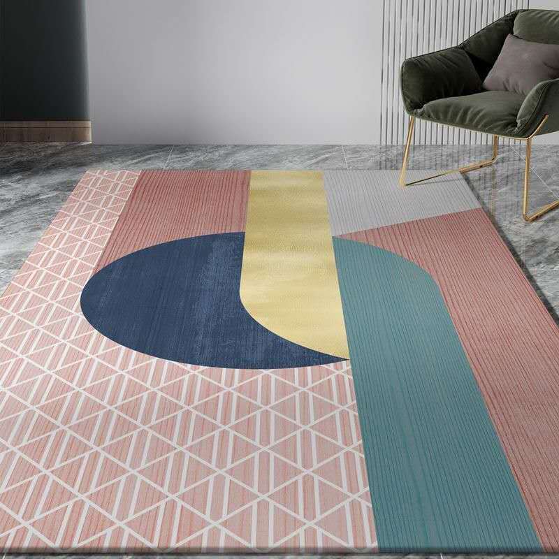 Multi Colored Color Block Rug Polyster Nordic Indoor Rug Anti-Slip Pet Friendly Easy Care Area Carpet for Decoration Pink Clearhalo 'Area Rug' 'Rug' 2463979