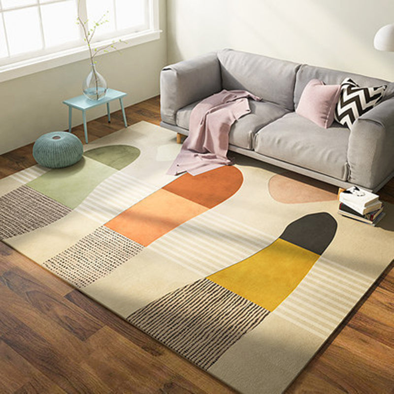 Multi Colored Color Block Rug Polyster Nordic Indoor Rug Anti-Slip Pet Friendly Easy Care Area Carpet for Decoration Beige Clearhalo 'Area Rug' 'Rug' 2463983