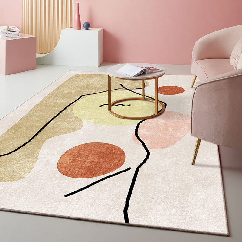 Minimalist Hand Printed Rug Multi Color Polyster Area Carpet Non-Slip Backing Stain-Resistant Easy Care Indoor Rug for Bedroom Yellow Clearhalo 'Area Rug' 'Rug' 2464005