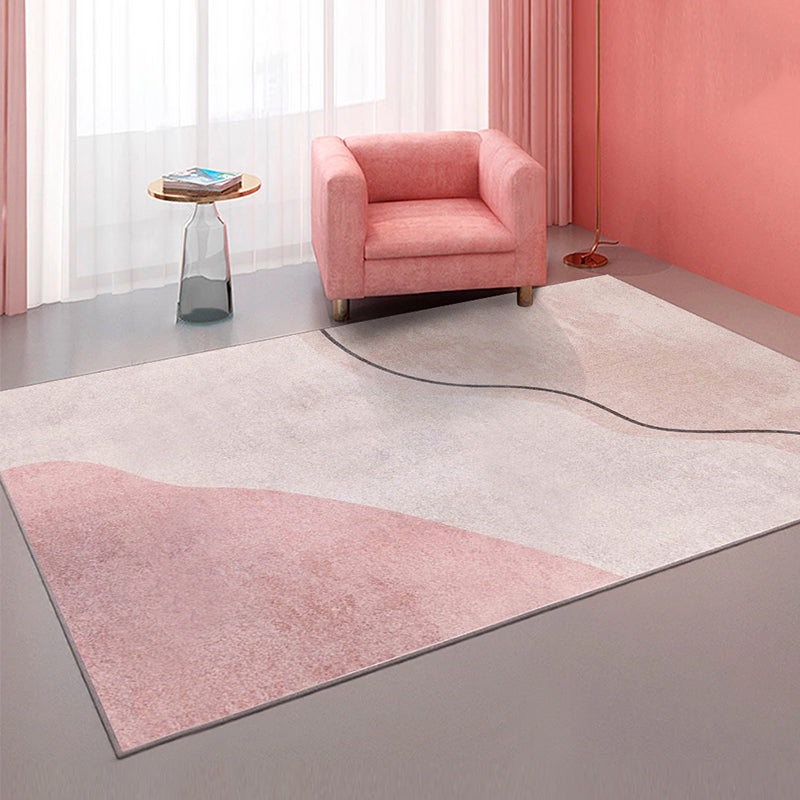 Minimalist Hand Printed Rug Multi Color Polyster Area Carpet Non-Slip Backing Stain-Resistant Easy Care Indoor Rug for Bedroom Pink Clearhalo 'Area Rug' 'Rug' 2464010