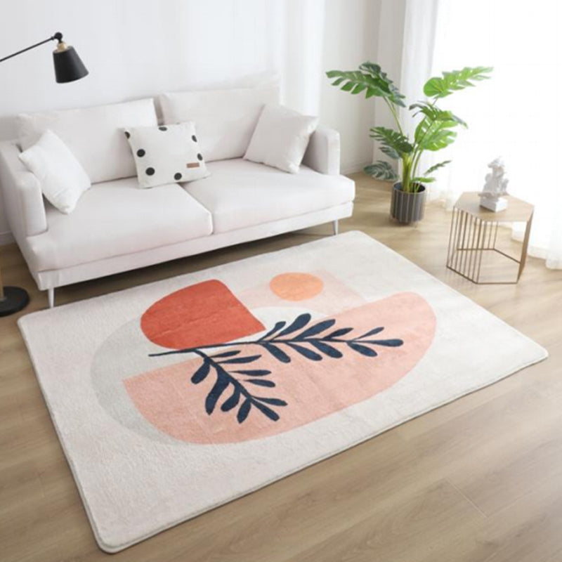Multi Colored Nordic Rug Polyster Hand Printed Area Carpet Non-Slip Backing Machine Washable Indoor Rug for Living Room Pearl Pink Clearhalo 'Area Rug' 'Rug' 2464029