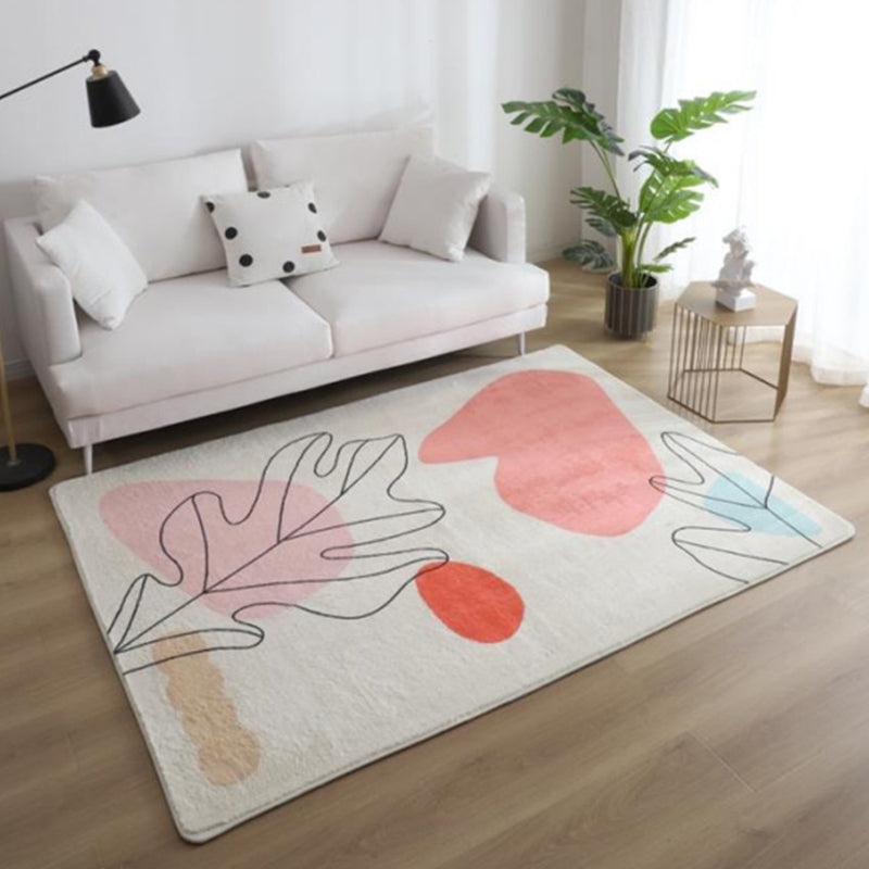 Multi Colored Nordic Rug Polyster Hand Printed Area Carpet Non-Slip Backing Machine Washable Indoor Rug for Living Room Rose Pink Clearhalo 'Area Rug' 'Rug' 2464032