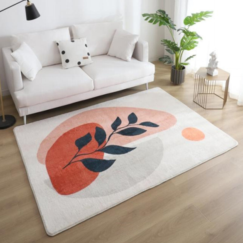 Multi Colored Nordic Rug Polyster Hand Printed Area Carpet Non-Slip Backing Machine Washable Indoor Rug for Living Room Pink-White Clearhalo 'Area Rug' 'Rug' 2464034
