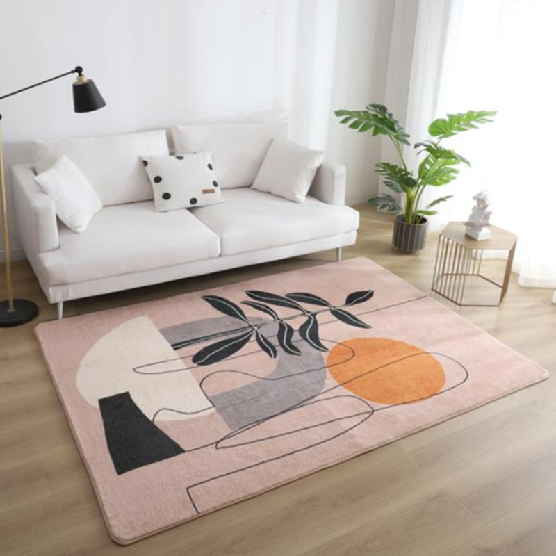 Multi Colored Nordic Rug Polyster Hand Printed Area Carpet Non-Slip Backing Machine Washable Indoor Rug for Living Room Orange Pink Clearhalo 'Area Rug' 'Rug' 2464035
