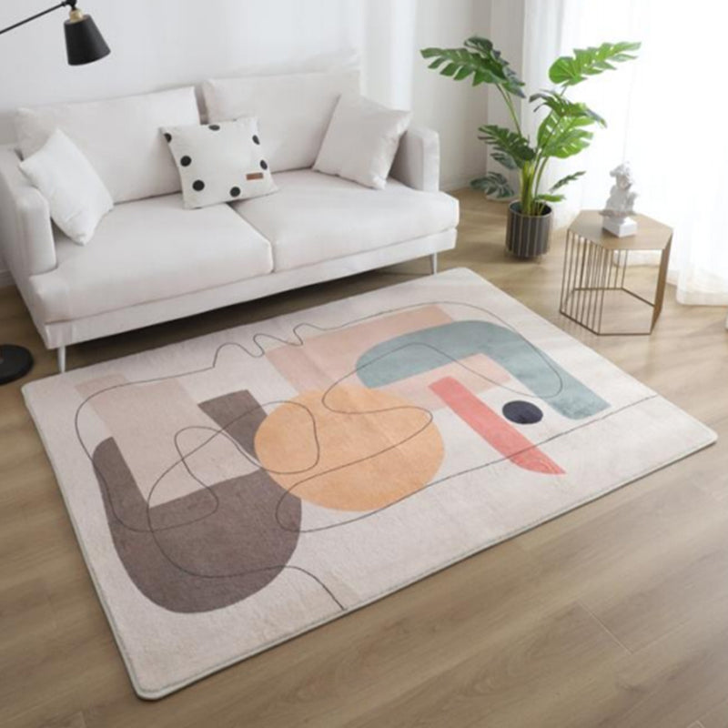 Multi Colored Nordic Rug Polyster Hand Printed Area Carpet Non-Slip Backing Machine Washable Indoor Rug for Living Room Orange Clearhalo 'Area Rug' 'Rug' 2464036
