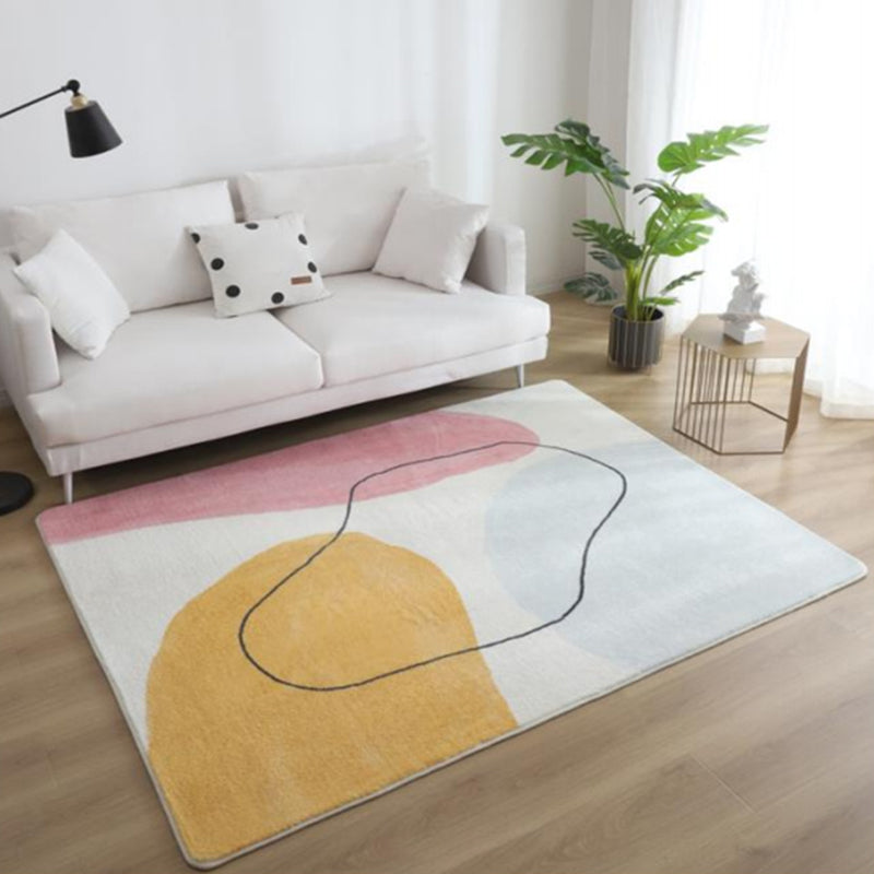 Multi Colored Nordic Rug Polyster Hand Printed Area Carpet Non-Slip Backing Machine Washable Indoor Rug for Living Room Yellow-Blue Clearhalo 'Area Rug' 'Rug' 2464037