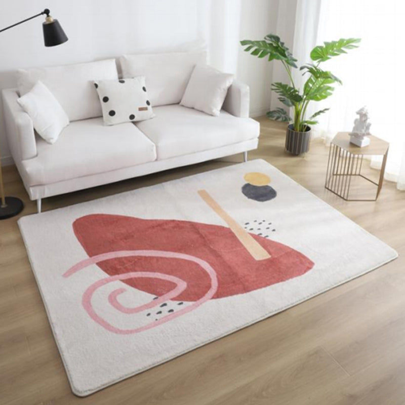 Multi Colored Nordic Rug Polyster Hand Printed Area Carpet Non-Slip Backing Machine Washable Indoor Rug for Living Room Orange-Red Clearhalo 'Area Rug' 'Rug' 2464041