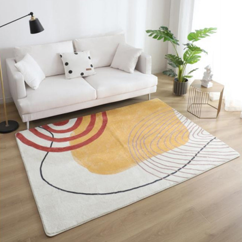 Multi Colored Nordic Rug Polyster Hand Printed Area Carpet Non-Slip Backing Machine Washable Indoor Rug for Living Room Yellow Clearhalo 'Area Rug' 'Rug' 2464042