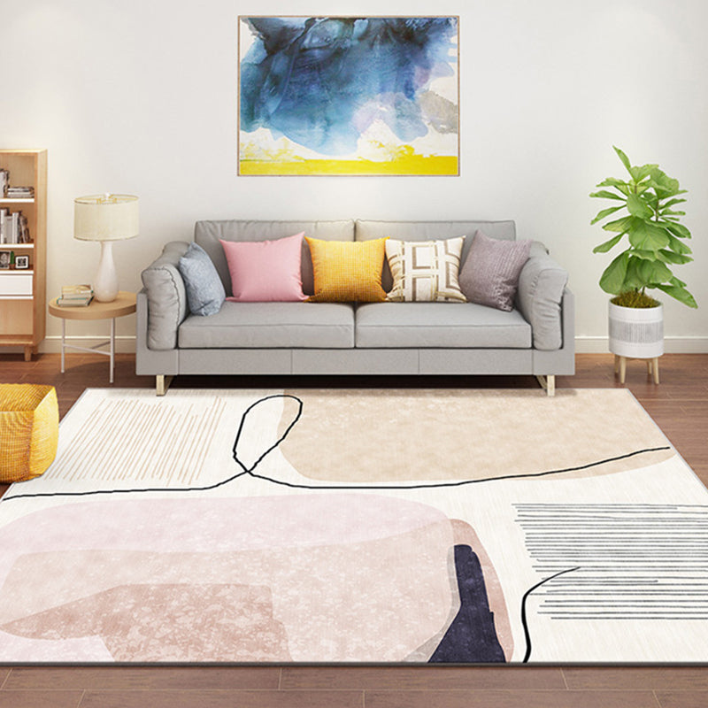 Multi Colored Scandinavian Rug Synthetics Hand Printed Area Carpet Non-Slip Backing Pet Friendly Indoor Rug for Decoration Clearhalo 'Area Rug' 'Rug' 2464046