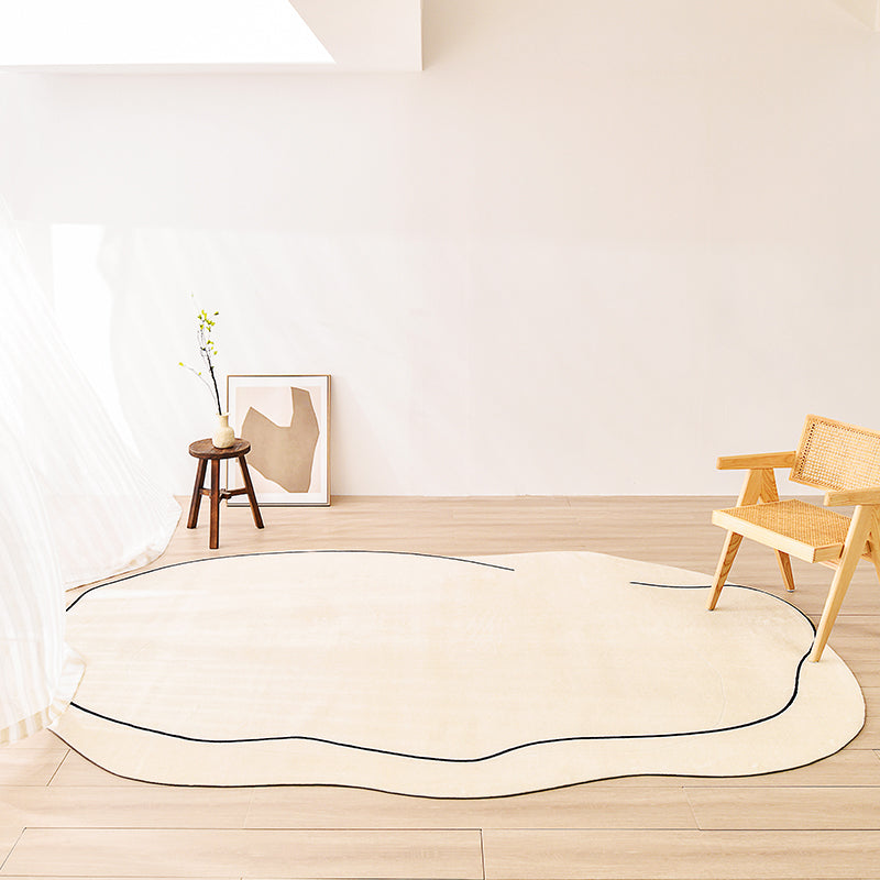 Minimalist Hand Printed Rug Multi-Color Polyster Area Carpet Non-Slip Backing Pet Friendly Indoor Rug for Decoration Cream Clearhalo 'Area Rug' 'Rug' 2464095