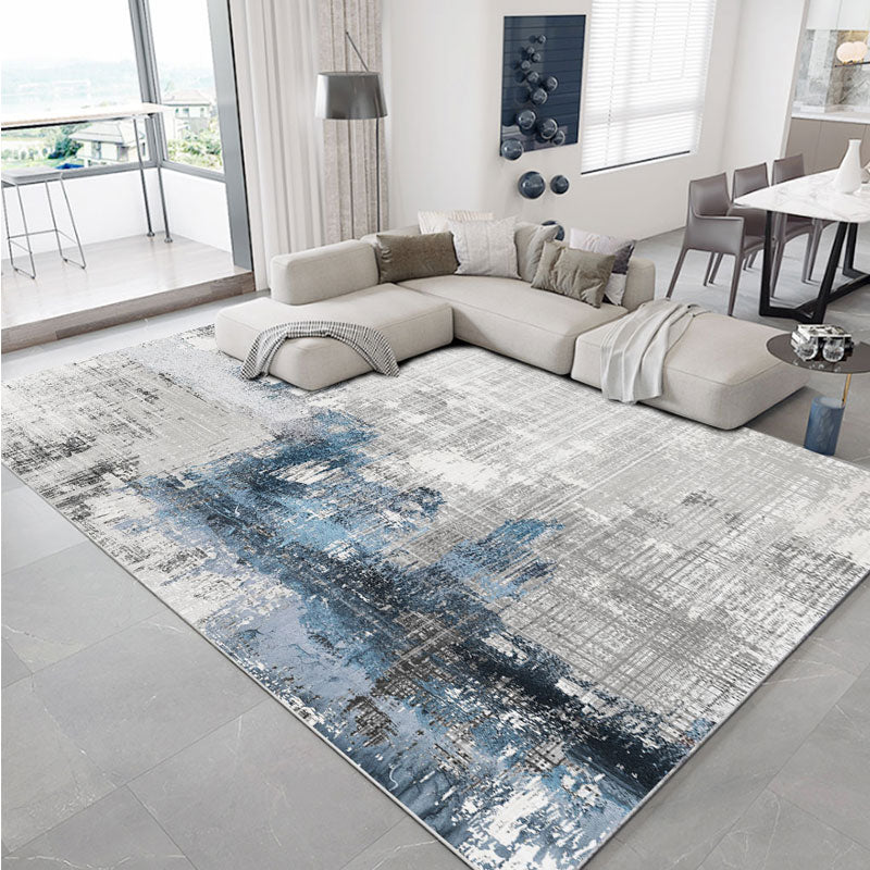 Scandinavian Abstract Printed Rug Multicolor Polypropylene Indoor Rug Anti-Slip Backing Pet Friendly Area Carpet for Living Room Gray-Blue Clearhalo 'Area Rug' 'Rug' 2464115