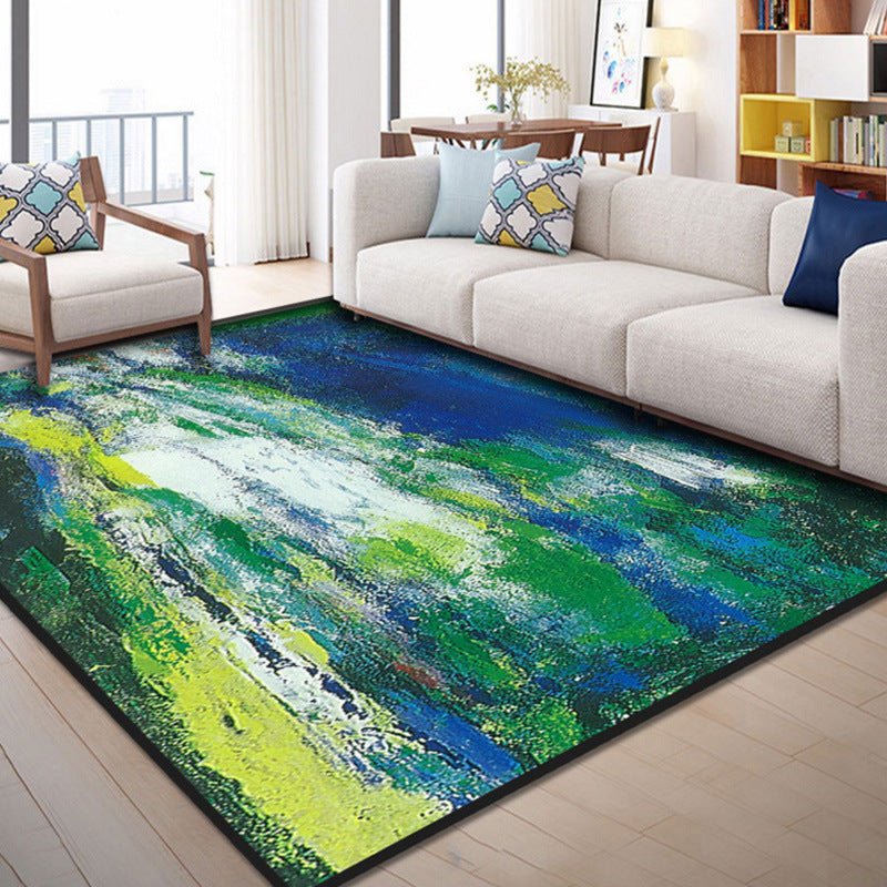 Nordic Abstract Printed Rug Multi Colored Polyster Area Carpet Non-Slip Backing Pet Friendly Indoor Rug for Living Room Green Clearhalo 'Area Rug' 'Rug' 2464129