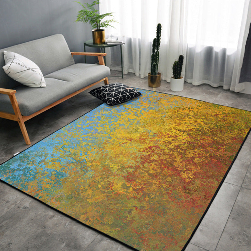 Nordic Abstract Printed Rug Multi Colored Polyster Area Carpet Non-Slip Backing Pet Friendly Indoor Rug for Living Room Yellow-Blue Clearhalo 'Area Rug' 'Rug' 2464132