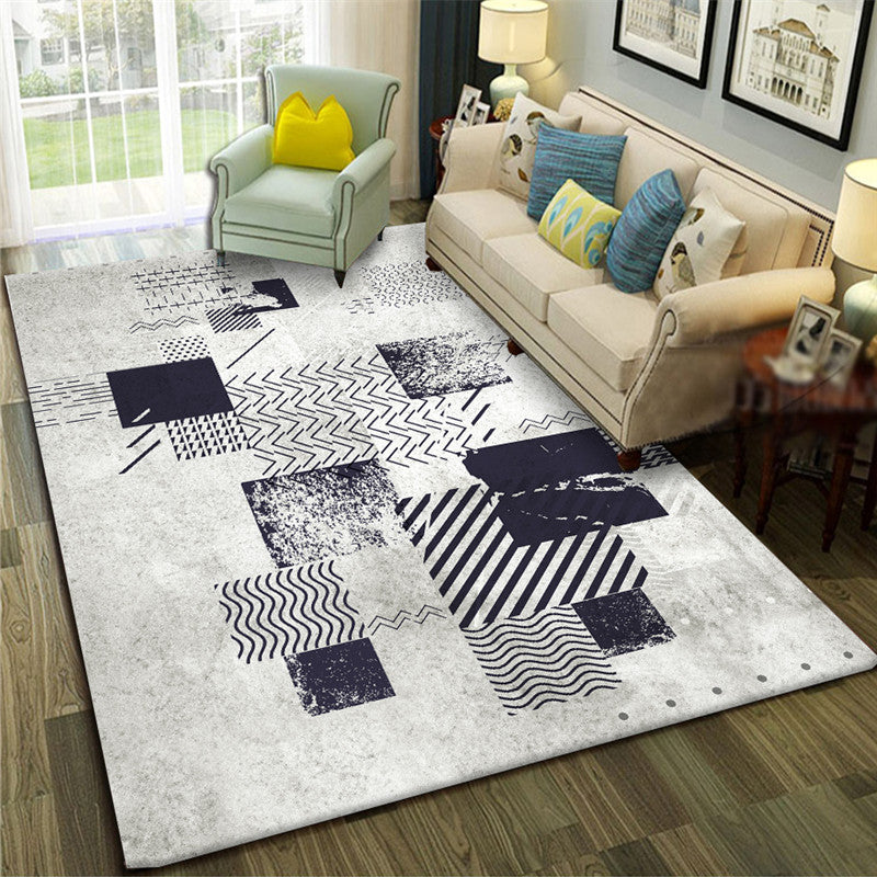 Calming Abstract Printed Rug Multi Colored Polyster Area Carpet Pet Friendly Easy Care Indoor Rug for Parlor Black Gray-White Clearhalo 'Area Rug' 'Rug' 2464142