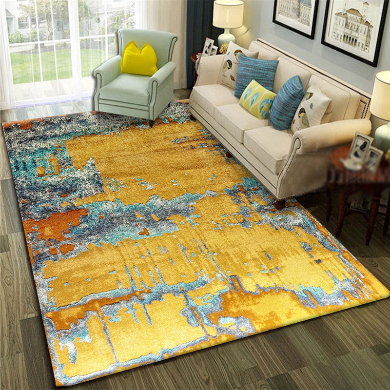 Calming Abstract Printed Rug Multi Colored Polyster Area Carpet Pet Friendly Easy Care Indoor Rug for Parlor Yellow Clearhalo 'Area Rug' 'Rug' 2464144