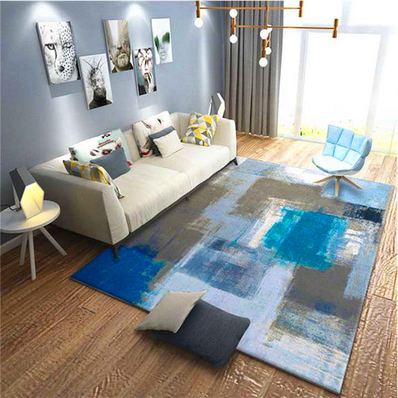 Calming Abstract Printed Rug Multi Colored Polyster Area Carpet Pet Friendly Easy Care Indoor Rug for Parlor Blue Clearhalo 'Area Rug' 'Rug' 2464145
