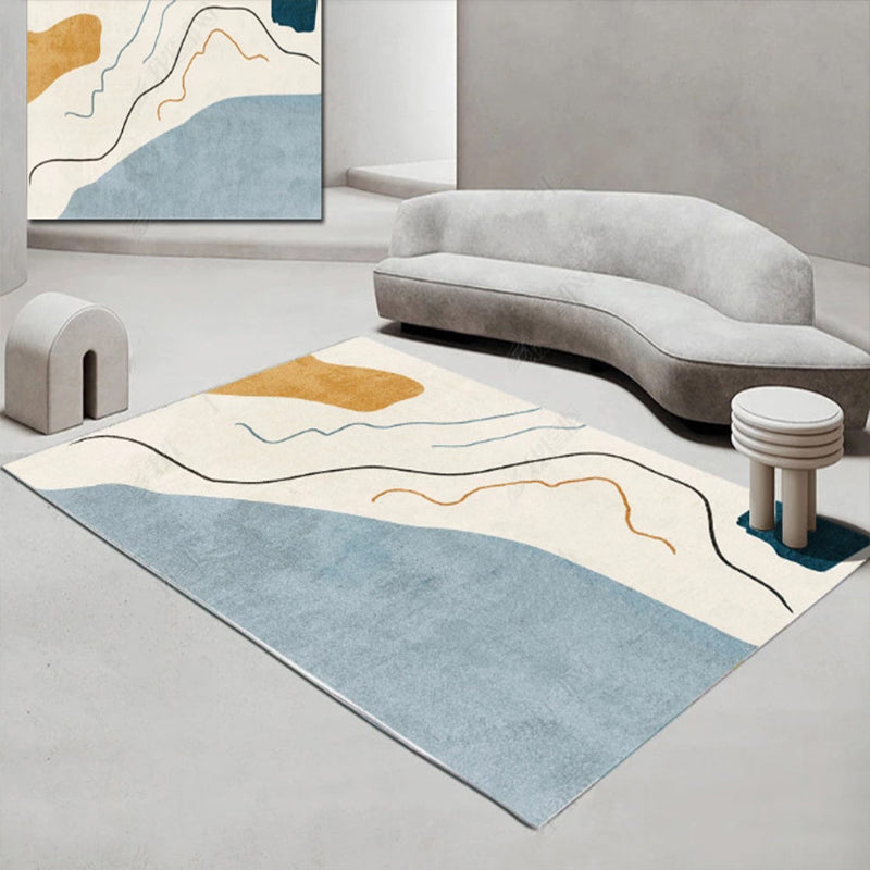 Scandinavian Abstract Printed Rug Multicolor Synthetics Indoor Rug Pet Friendly Easy Care Washable Carpet for Room Blue-Yellow Clearhalo 'Area Rug' 'Rug' 2464174