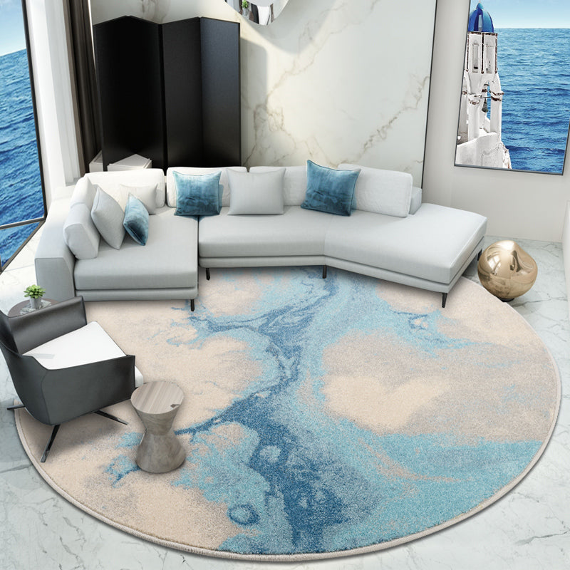 Nordic Abstract Printed Rug Multicolored Polyster Area Carpet Non-Slip Backing Pet Friendly Indoor Rug for Decor Blue 5'3" x 5'3" Clearhalo 'Area Rug' 'Rug' 2464209
