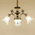 3/6 Lights Ceiling Light Traditional Flared Frosted Glass Hanging Chandelier in Brass 3 Brass Clearhalo 'Ceiling Lights' 'Chandeliers' 'Glass shade' 'Glass' Lighting' 246424