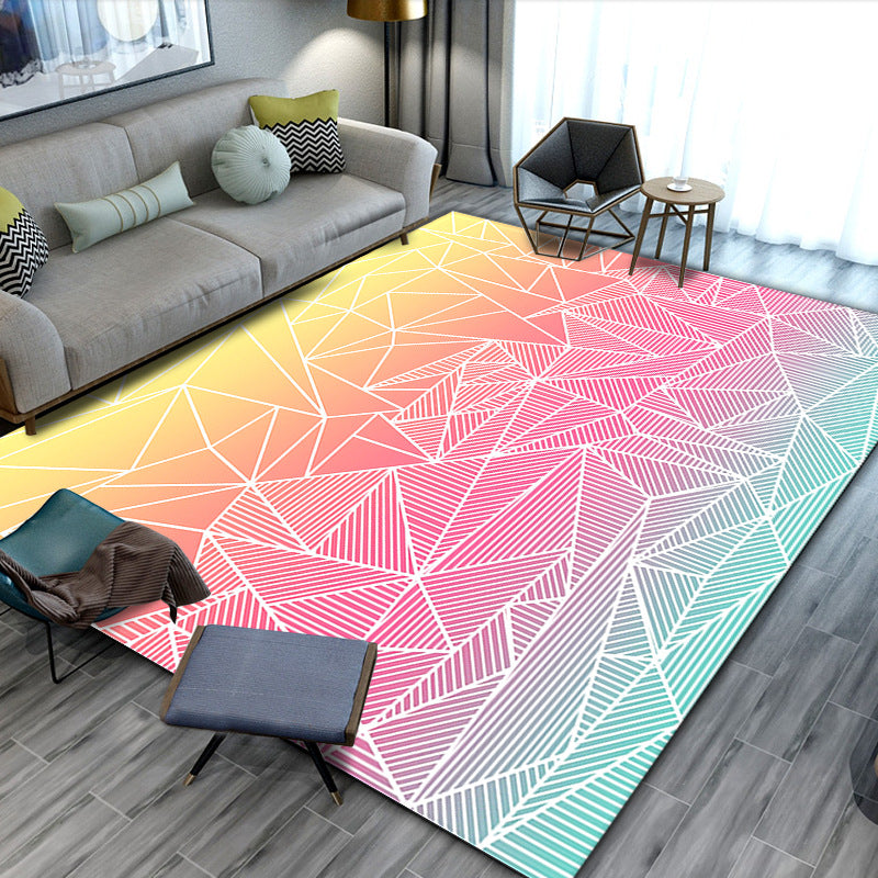 Relaxing Geometric Printed Rug Multi Colored Polyster Area Carpet Pet Friendly Easy Care Indoor Rug for Living Room Pink Clearhalo 'Area Rug' 'Rug' 2464312