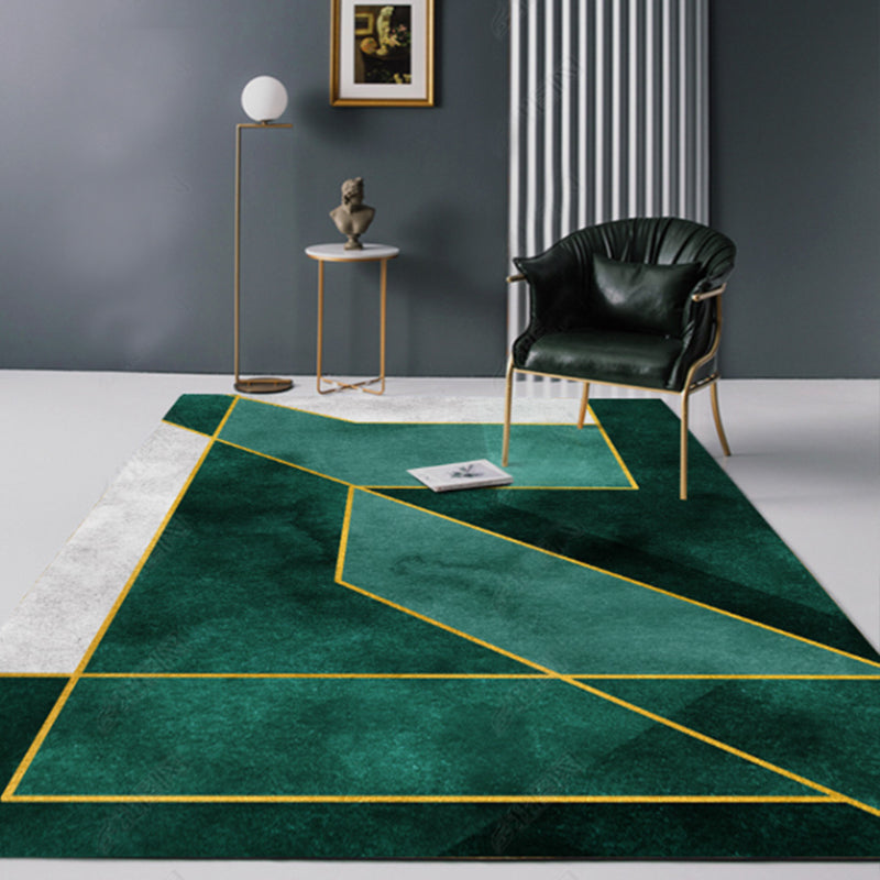 Novelty Geometric Printed Rug Multi Colored Synthetics Area Carpet Non-Slip Backing Stain-Resistant Indoor Rug for Parlor Peacock Green Clearhalo 'Area Rug' 'Rug' 2464322