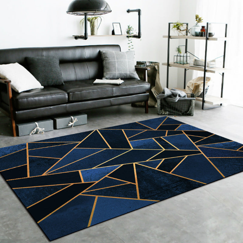 Calming Geometric Printed Rug Multi Colored Polyster Indoor Rug Easy Care Pet Friendly Area Carpet for Living Room Blue-Black Clearhalo 'Area Rug' 'Rug' 2464343