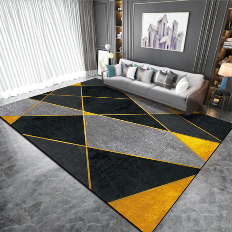 Calming Geometric Printed Rug Multi Colored Polyster Indoor Rug Easy Care Pet Friendly Area Carpet for Living Room Black-Gray Clearhalo 'Area Rug' 'Rug' 2464349