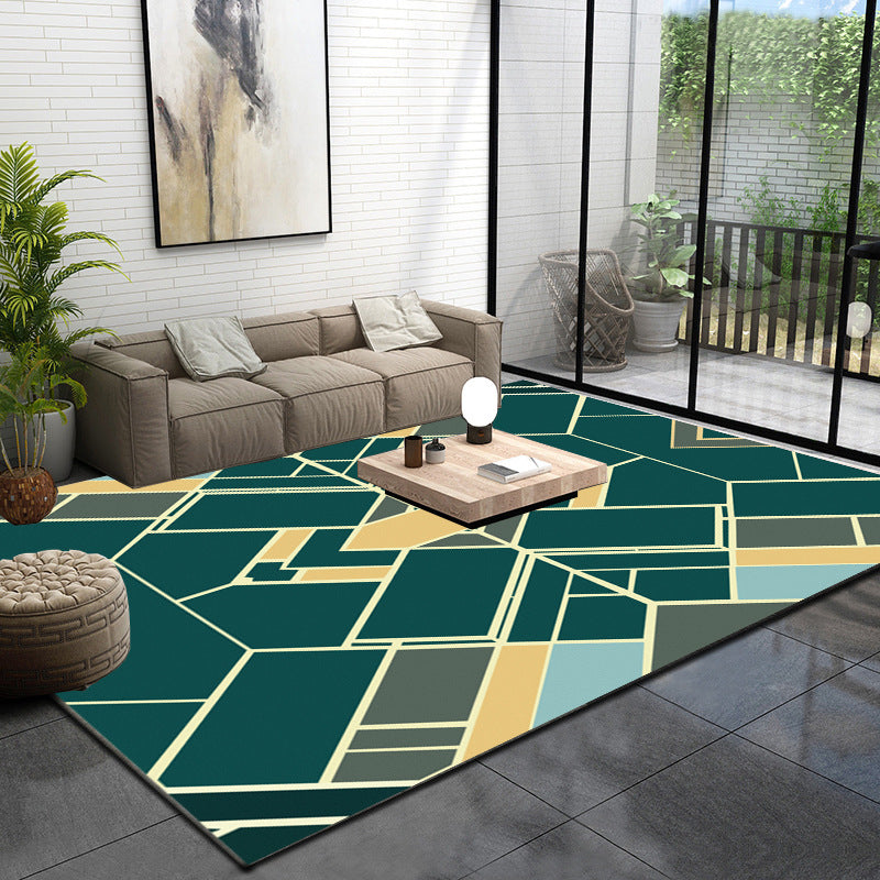 Multicolor Glam Rug Polypropylene Geometric Printed Indoor Rug Anti-Slip Backing Easy Care Area Carpet for Living Room Green-Yellow Clearhalo 'Area Rug' 'Rug' 2464368