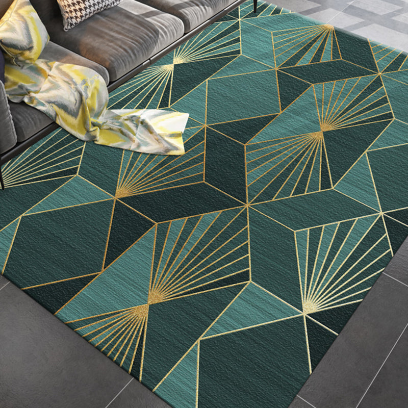 Simple Living Room Rug Multicolor Geometric Printed Area Carpet Cotton Blend Non-Slip Backing Easy Care Area Rug Green Clearhalo 'Area Rug' 'Rug' 2464386