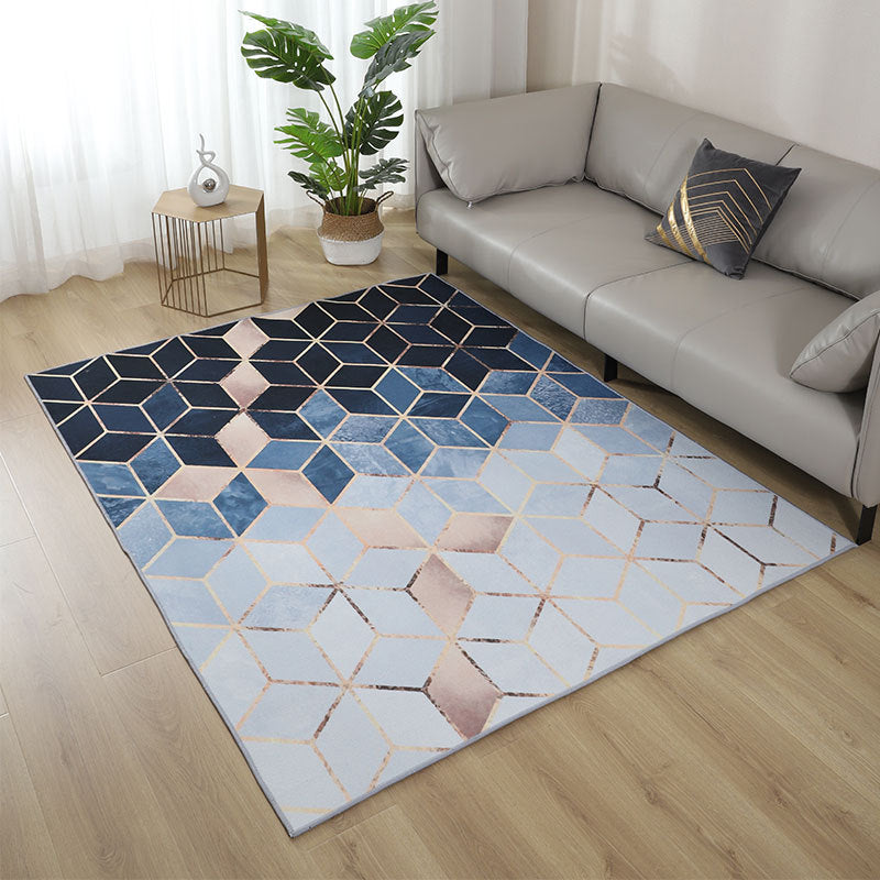 Minimalist Geometric Printed Rug Multi Color Polyster Area Carpet Synthetics Non-Slip Backing Pet Friendly Indoor Rug for Parlor Blue Clearhalo 'Area Rug' 'Rug' 2464408