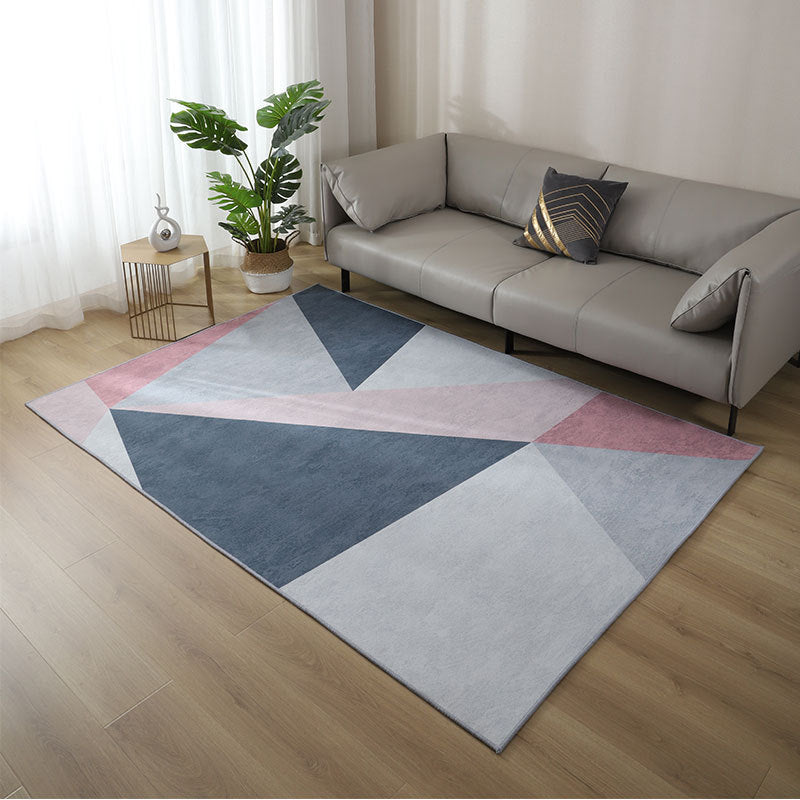 Minimalist Geometric Printed Rug Multi Color Polyster Area Carpet Synthetics Non-Slip Backing Pet Friendly Indoor Rug for Parlor Pink-Blue Clearhalo 'Area Rug' 'Rug' 2464410