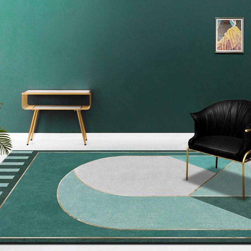 Multi Color Calming Rug Cotton Blend Geometric Printed Area Carpet Non-Slip Backing Easy Care Indoor Rug for Parlor Green-White Clearhalo 'Area Rug' 'Rug' 2464431