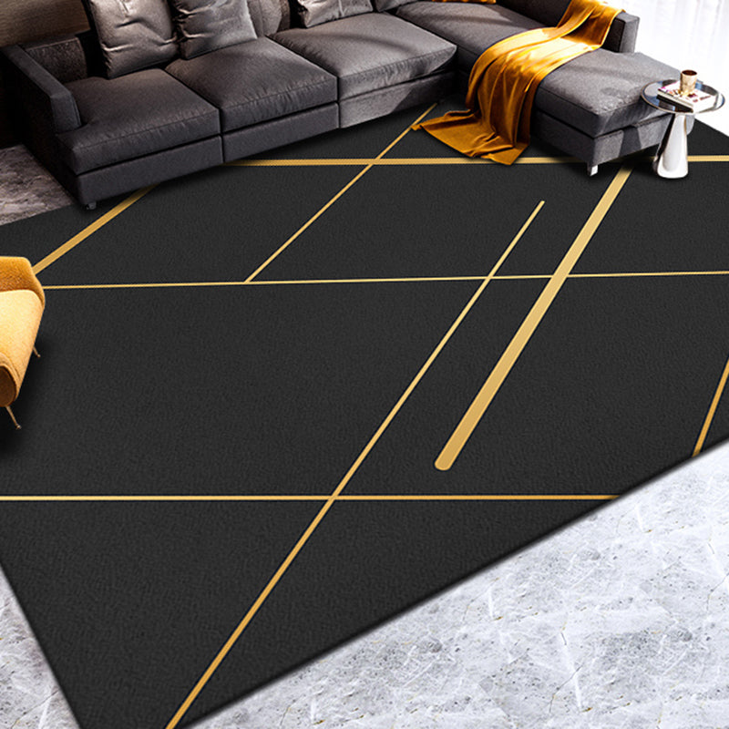 Nordic Geometric Printed Rug Black Cotton Blend Area Carpet Non-Slip Pet Friendly Easy Care Indoor Rug for Parlor Clearhalo 'Area Rug' 'Rug' 2464442